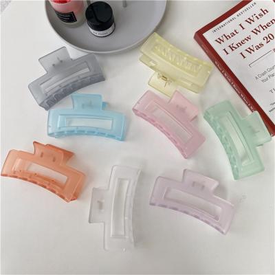 China Fashionable Frosted Butterfly Hair Clips Jewelry Accessories Girl Jelly Color Clamp Korean Square Claw Clip for sale