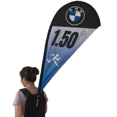 China Health care institutes wholesale customer design outdoor advertising printing double side tear backpack flying walking banner for sale