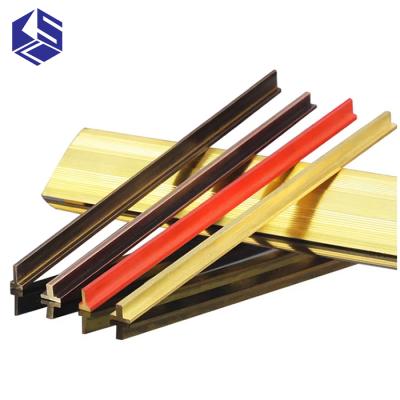 China Corner Moisture Proof Brass Metal Trim Tile Various Color Decorative Brass Metal Strip for sale