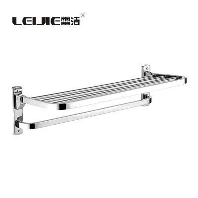 China Durable Bathroom Accessories Set Towel Rack Steel Bar Luxury Hotel Movable Wall Mounted Towel Rack Drying for sale