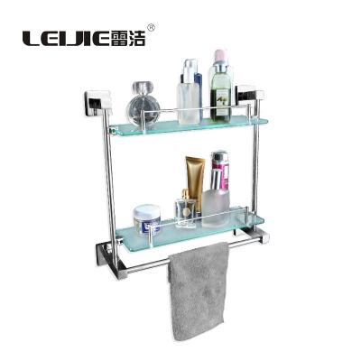 China Durable Bath Accessories Set Floating Light Glass Display Shelf Wall Shelves Glass for sale