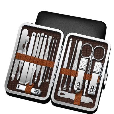 China Durable Portable Washable Manicure Kit Finger Nail Clippers Cutter 17 PCS Silver Stainless Steel Manicure Toe Nail Set for sale