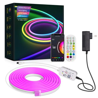 China All RGB IC WIFI Neon Lights DIY Led Bands Voice App Control Music Sync TV Backlight Christmas Decorative Bedroom Lighting for sale