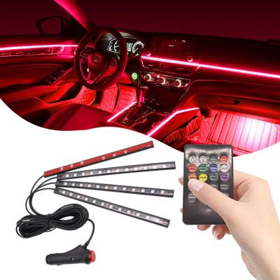 China 12V LANDSCAPE Car Lamp Remote Interior Atmosphere Decorative Cigarette Lighter RGB Lights Interior Floor Foot Ambient Party Light for sale