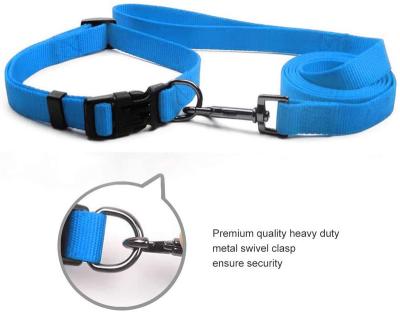 China Padded Premium Pet Fabric Police Dog Collar And Leash Set Buckle Designer Collar And Leash With Collar for sale