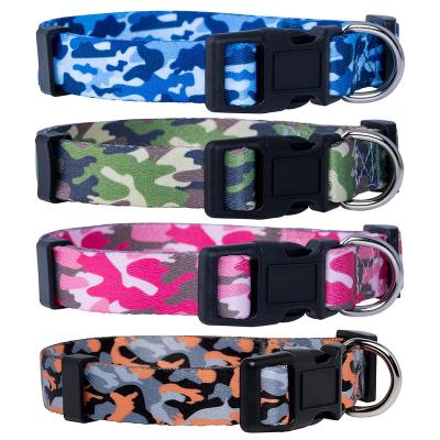 China Fashion Nylon Colorful Manufacturers Heavy Duty Heacy Weight Dog Collar Fabric Camouflage Camouflage Dog Collar Thick Padded Pet for sale