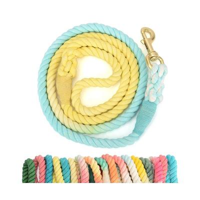 China Padded Colorful Ombre Cotton Gradient Organic Braided Dog Rope Custom Dog Leash for sale