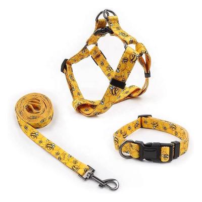 China Fashion Brand Padded Breathable Adjustable Dog Harness And Leash Set Custom Dog Harness With Leash for sale