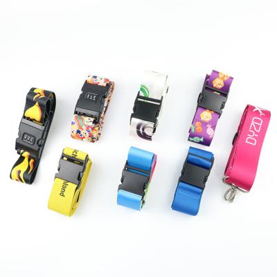 China Custom Logo Eco-Friendly Adjustable Travel Bag Straps Suitcase Luggage Belt Straps With TSA Lock for sale