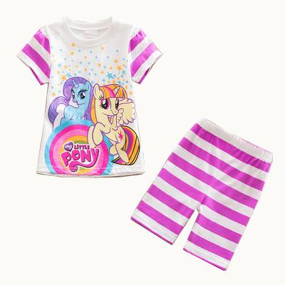 China Breathable Cotton Shorts Sleeves Kids Pajamas Colorful Summer Kids Sleep Wear for sale