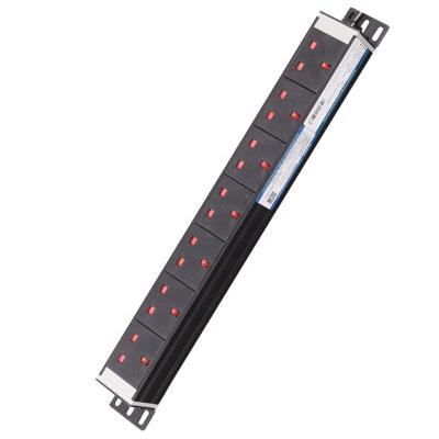 China Data center Gowone 7 way UKplug Style Black 13AMP 250V Horizontal Mountable PDU for sale