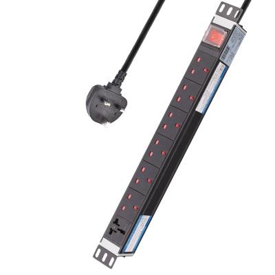 China Data center Gowone 7 way with 6 UK-plug Style & 1 Universal plug 13A 250V Double Break Switched 1U Rack Mount PDU for sale