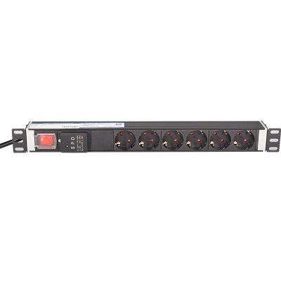 China 1U/1.5U Data Center Hot-plug Lightning Protection Power Distribution Units 6 Ways German Standard Socket PDU for sale