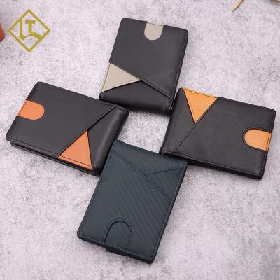 China RFID Blocking Custom Design Slim Wallet Minimalist Leather Card Holder RFID Blocking Slim Wallet Money Clip for sale