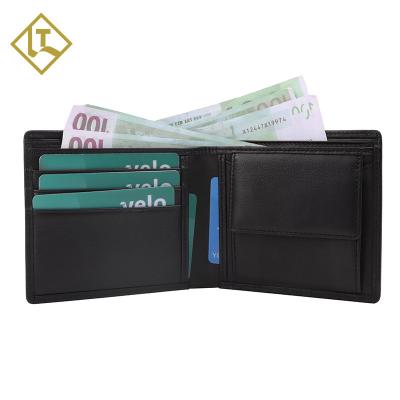 China High Quality Men's Vintage Cowhide RFID Leather Card Holder Anti-theft Short Casual Wallet for sale