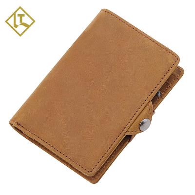 China RFID Blocking Protects 2021Super Aluminum Alloy Best Selling Men's Wallet Card Holder RFID Blocking Genuine Leather Customize Wallet Coin Pocket for sale