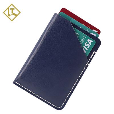 China 2021 Minimalist Custom Logo Mens Slim Rfid Blocking Credit Card Holder Genuine Leather Card Wallet for sale