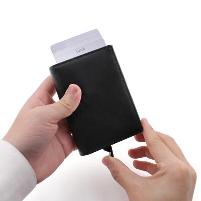 China Fashion Sublimation Rfid Wallet Business Card Holder Men's Cash Slim Stand Wallet Genuine Leather Card Holder for sale