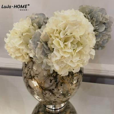 China Wholesale High Quality Art Deco Taupe and Gold Compote Bowl Vase Luxury Marble Glass Flower Vase for Wedding Table Decoration for sale