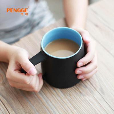 China Sustainable Nordic black matte glazed ceramic breakfast cup, mug, creative minimalist coffee cup for sale