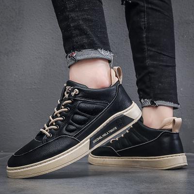 China CUSHIONING wholesale fashion white leather men's casual shoes comfortable breathable design fashion board shoes leisure and black for sale