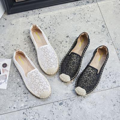 China Casual Hollow Straw Woven Fisherman's Bottom Hemp Shoes Flat Women's Canvas Shoes Walking Style Shoes Wholesale for sale