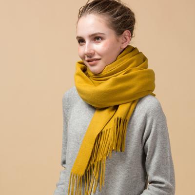 China Plain dyed 2021 fashion 100% cashmere wool solid color tassel loose pashmina scarf shawl for sale