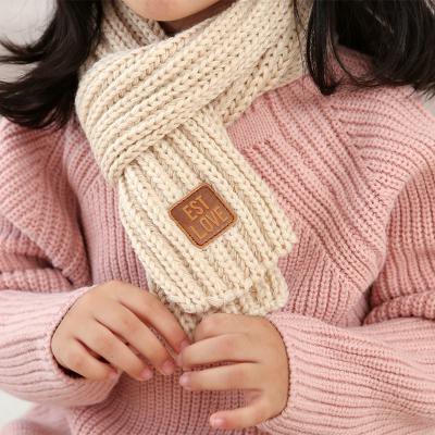 China Leisure 2021 new hot sale knitted children's labeling children's scarf wool parent-child warm leather baby scarf labeling children for sale