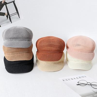 China 2021 Wholesale Image Wholesale Straw Ladies Beret Hat Colorful Knitting High Quality Female Hat for sale