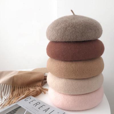 China 2021 Wholesale 2021 Image Cashmere Ladies Warm Colored Soft Wool Beret High Quality Female Hat for sale