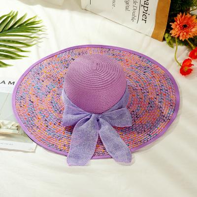 China Wholesale Luxury Oversized Women's Large Brim Striped Sombreros Summer Sun Beach Soft Handmade Hat Plus Ladies Straw Hat for sale