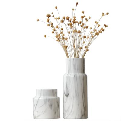 China New Arrival High Temperature Fired Marble Craft Table Decor Wedding Ceramic Flower Vases (1300 Degree) for sale