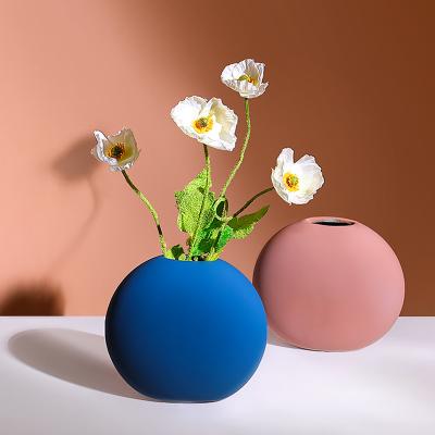 China (1300 Degrees) Delicate Hand Painted Flower Vases High Temperature Fired Colorful Oval Vases For Home Decoration Ornaments for sale