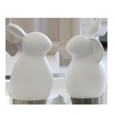 China Lovely Cheap Wholesale Mini White Minimalist Ceramic Rabbit Home Living Room Decoration for sale