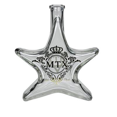 China Factory High Quality Cheap Price Transparent Star Type Unique Brandy Bottle Crystal Materials for sale