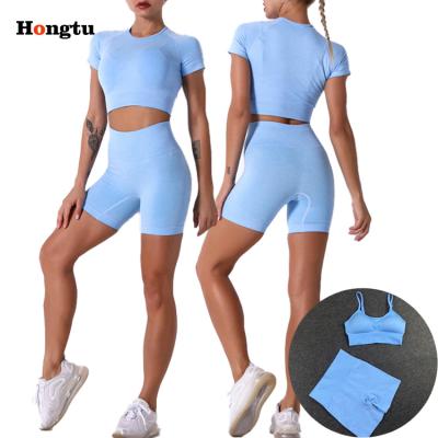 China Breathable Workout Wear Gym Wear Active Female Crop Set Top Seamless Workout Suits For Women for sale