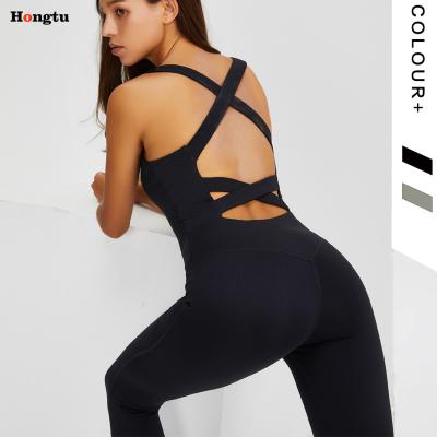 China Custom Made High Quality Breathable Spandex Exercise Women Fitness Dance Jumpsuits Logo Sleeveless Workout Activewear Woman for sale