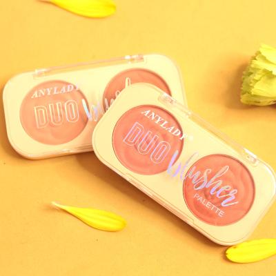 China Factory Wholesale Flower Shape Private Label Rose Powder Blusher Matte 2 Colors Powder Blusher Palette Waterproof for sale