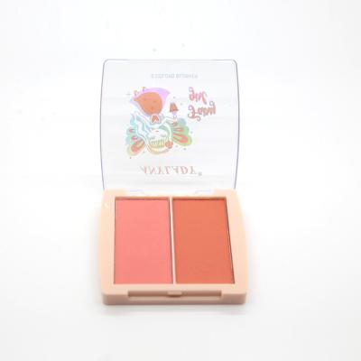 China High Quality Pink Facial Blush Private Label 2 Color Powder Cosmetics Waterproof Silky Blusher Palette Powder Blusher for sale