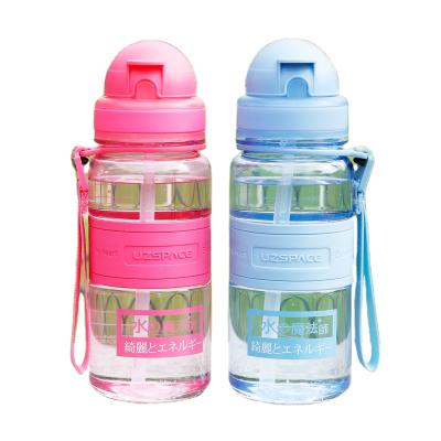 China UZSPACE Sustainable Water Bottle 14oz with straw&time maker, 350ml BPA Free Tritan Drink Bottle good for kids, women on the go for sale