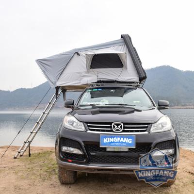 China Diagonal tying type ultralight car plastic open roof style side shell ABS top tent for sale for camping for sale