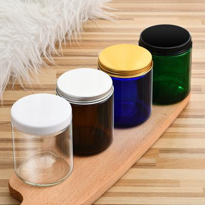 China Candle Amber Glass Candle Holders Empty Candle Jar Candle Container With Screw Lid for sale