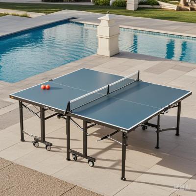 China Foldable Outdoor Ping Pong Table With 6 Steel Legs And 25mm Table Top for sale