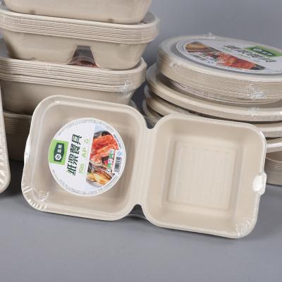 China Disposable Bagasse Dinnerware 6inch Disposable Hamburger Box for sale