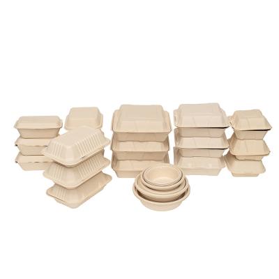 China Hot Selling Disposable Food Box Biodegradable Disposable Sugar Cane Hamburger Tableware Disposable Paper Bowl for sale