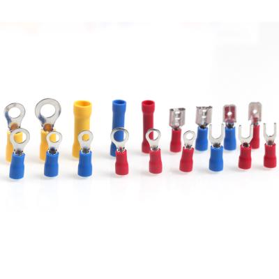 China Excavator Crimp Electronic Matching Terminals Insulated Electrical Hook Cable End SV RV Ring Fork Connector Set Blue Female Male Yellow Red for sale