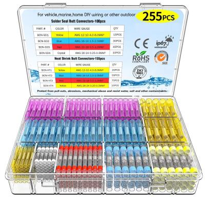 China Industry 255 Pcs Wire Connectors Kit 155 Pcs Heat To Shrink Butt Connectors Plus 100 Pcs Solder Joint Wire Connectors Terminals Kit for sale