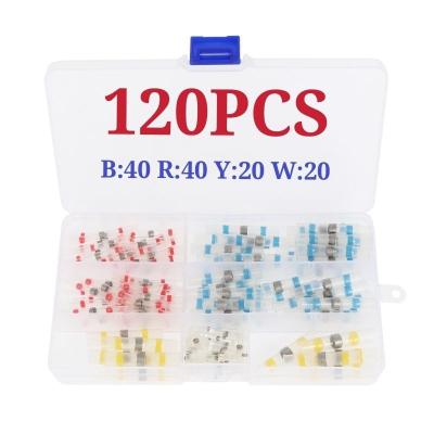 China 120PC Connector Solder Joint Wire Connectors Solder Joint Heat Shrink Butt Connectors Waterproof Insulated Electrical Lug for sale