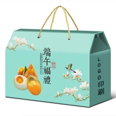 China Recycled Materials Personalized Fruit Food Corrugated Large Packaging Paper Box With Handle For Zongzi Dragon Boat Festival Beer for sale