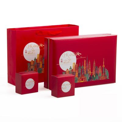 China Mid-autumn reused materials mooncake luxury custom rigid paper mooncake gift box moon festival packaging boxes for sale